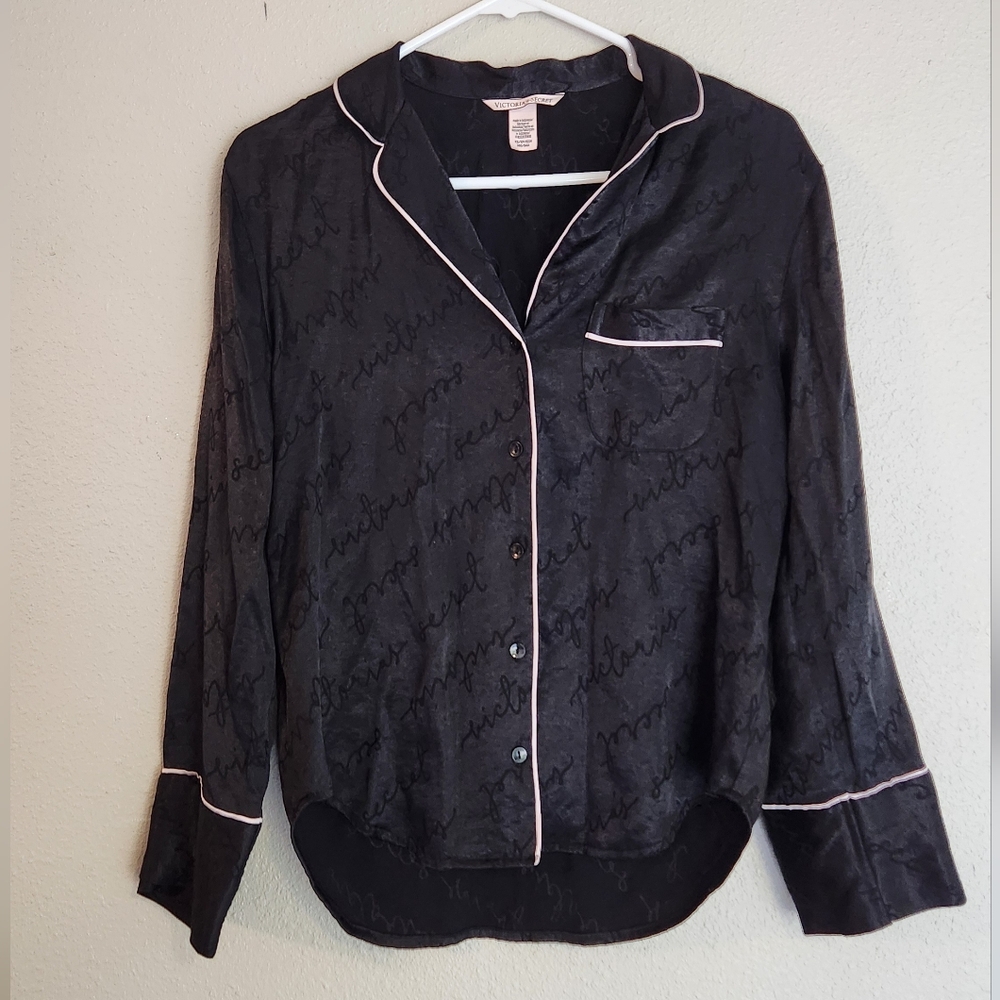 Victoria's Secret Black Button Up Pajama Top Size XS